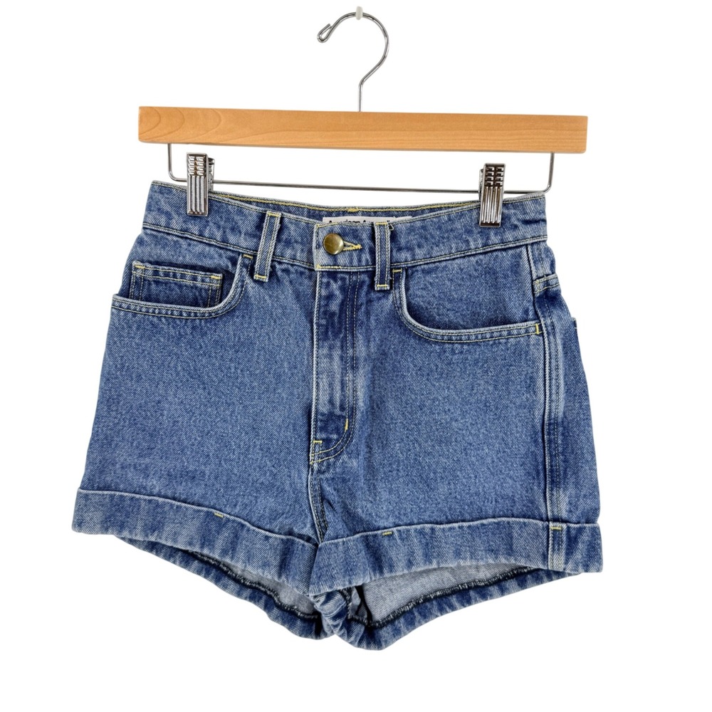 American Apparel Denim Shorts Dark Wash Indigo Size 26 High Waisted Made in USA